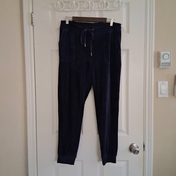 Juicy Couture Women's Size M Navy Blue Y2K Vintage Velour Jogger Pants - Picture 2 of 14